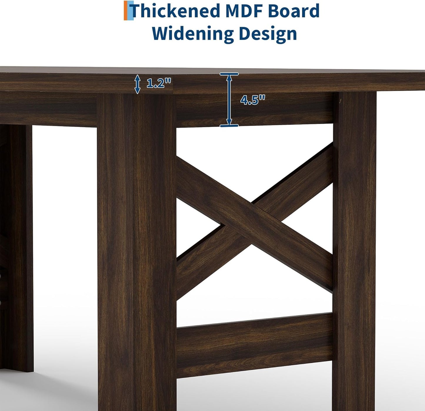 Dining Table for 6-8, 71" Long Large Wooden Farmhouse Kitchen Table with Thick Sturdy Frame, Rectangular Dining Room Dinner Table with Stable Triangular Legs for Kitchen,Office, Rustic Gray