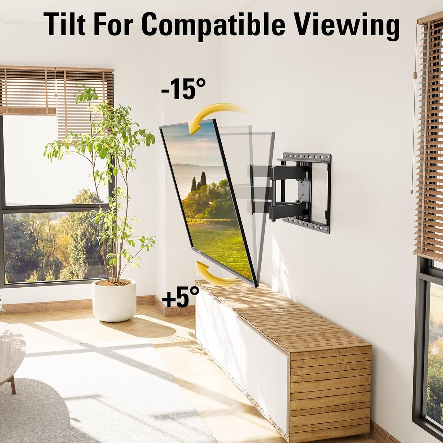 TV Wall Mount for 32-65 Inch Television,Mount with Swivel and Tilt, Full Motion Bracket with Articulating Dual Arms, Fits 16Inch Studs, Max VESA 400X400 Mm, 99Lbs, MD2380
