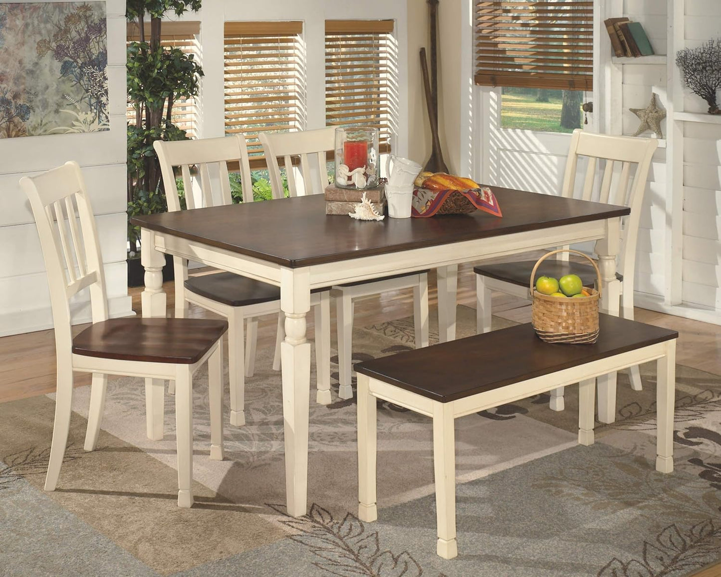 Whiteowing Bench, 44.25" W X 16.25" D X4.25 H, White