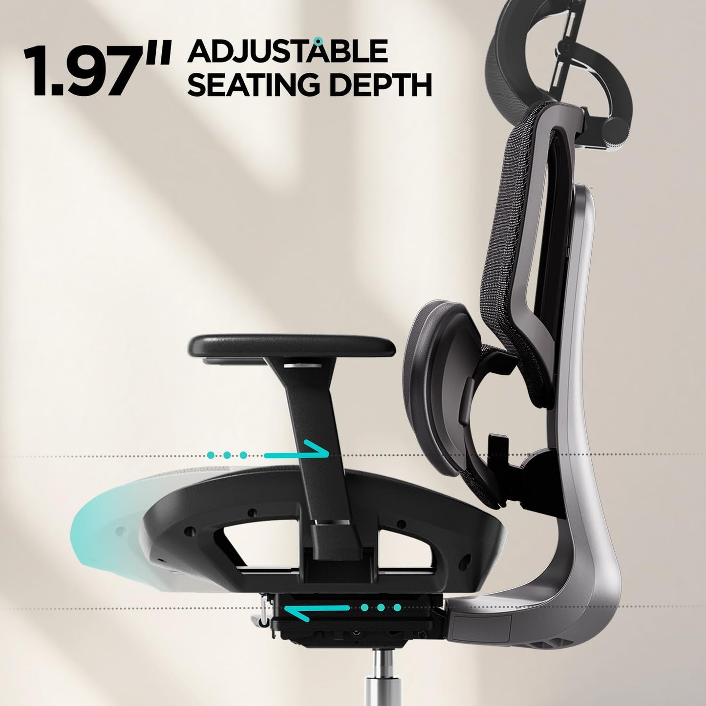 E3 Air Ergonomic Office Chair, Big and Tall Office Chair - with 3-Zone Dynamic Lumbar Support, 3D Adjustable Headrest, 3D Adjustable Armrests, Swivel, Black(No Footrest)