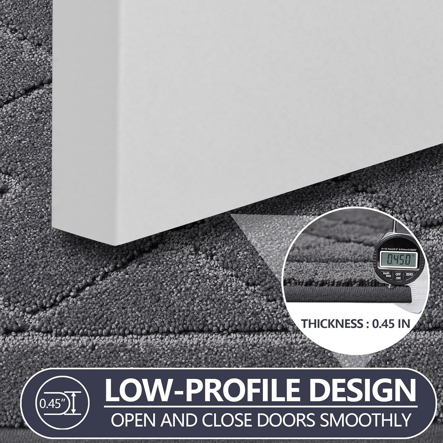 Dirt Trapper Door Mat 20" X 32", Washable Indoor Doormat Rubber Backing Non Slip, Resist Dirt and Absorbent Entrance Mat, Low Profile inside Floor Mats for Front Back Door and Entryway, Grey