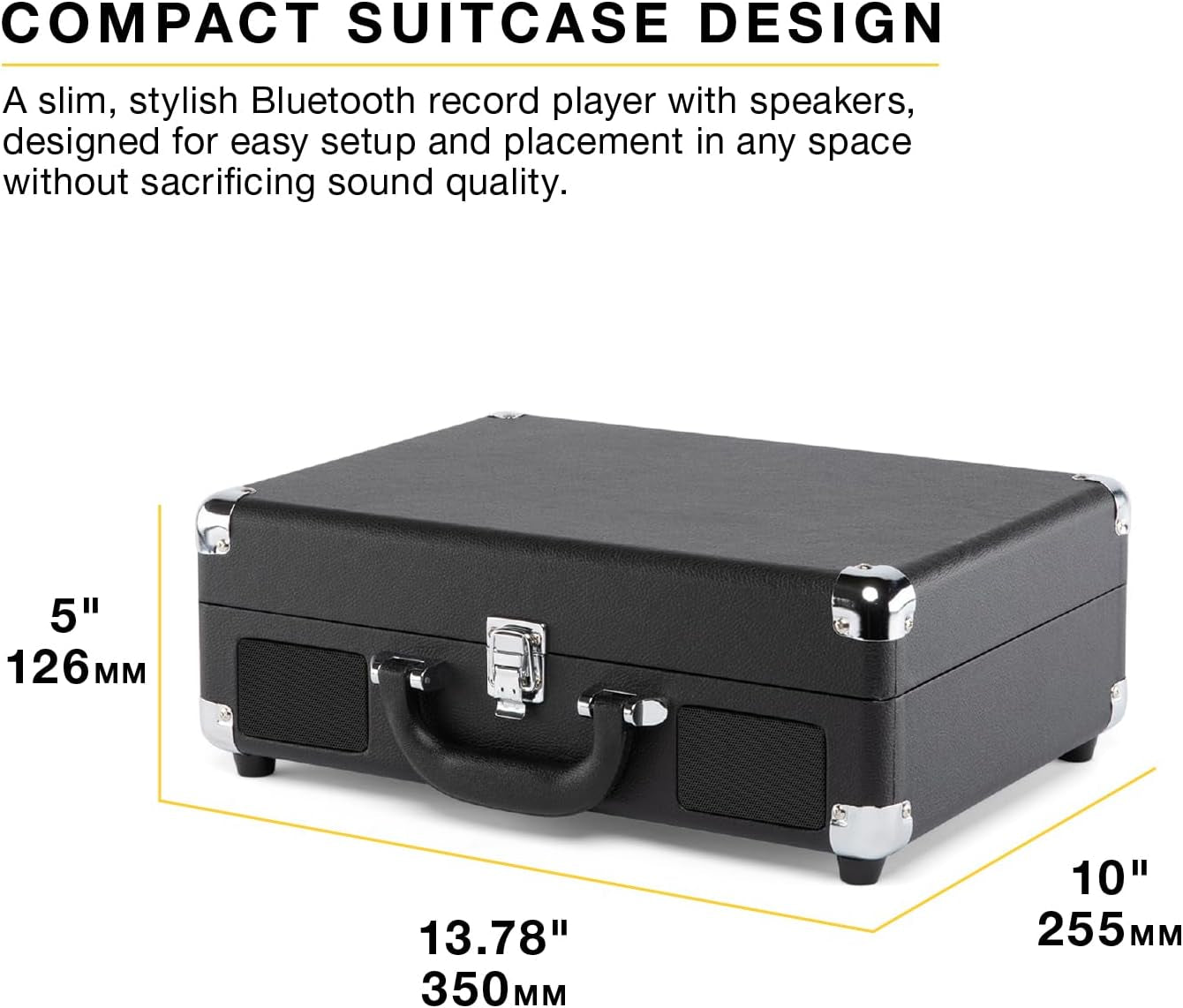 Journey II (2025 Model) – Bluetooth Suitcase Record Player – Built-In Stereo Speakers with Enhanced Bass, 3-Speed Turntable, Bluetooth Input and Output, RCA & Headphone Outputs (Turquoise)