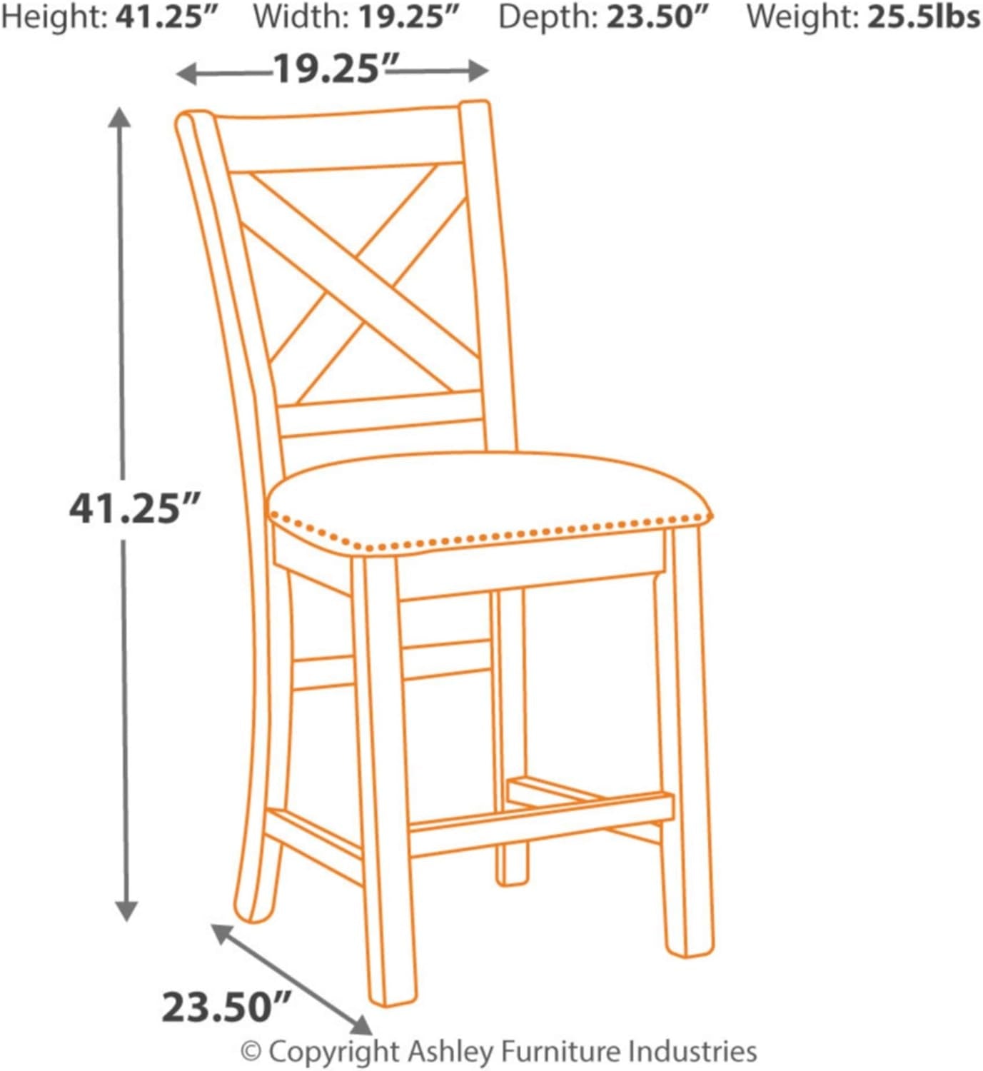 Moriville Rustic Farmhouse 24.5" Upholstered Barstool, 2 Count, Beige & Brown
