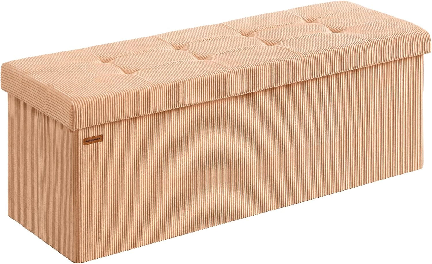 MAZIE Collection - Storage Ottoman Bench, Foldable Foot Rest, 15 X 43 X 15 Inches, End of Bed Bench, Storage Chest, Load 660 Lb, Living Room, Bedroom, Entryway, Jelly Pink ULSF604R01