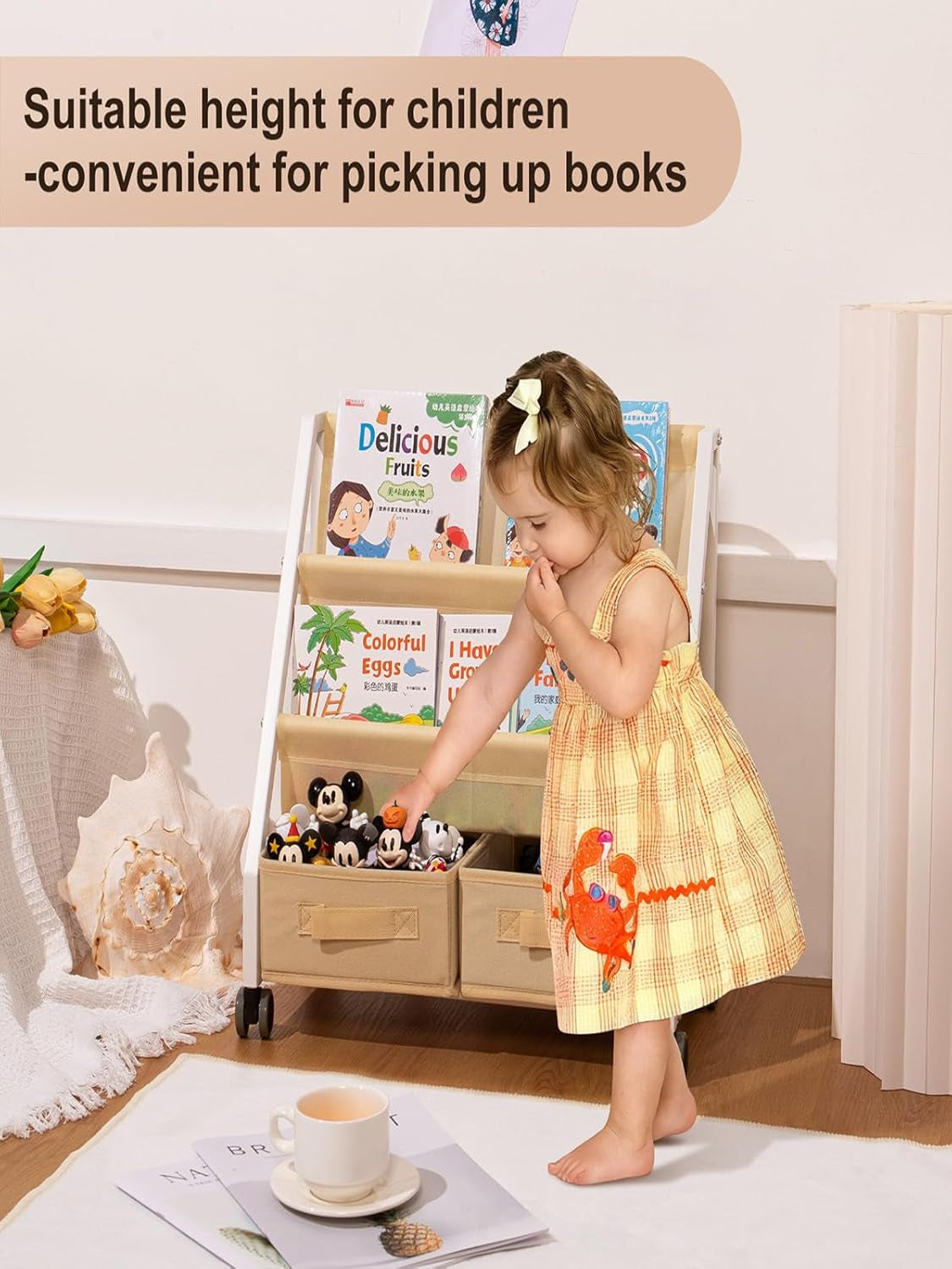 Kids Bookshelf Toy Storage - Children'S Book Shelf for Kids Rooms, Toddler Bookshelf Baby Bookcase for Nursery, Montessori Toy Organizer