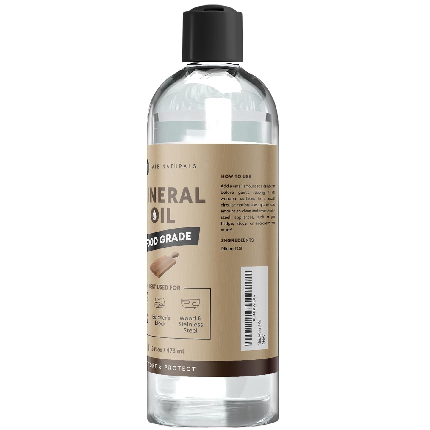 Mineral Oil for Wood Cutting Board, Butcher Block, and Knife. Food Grade Mineral Oil for Wooden Cutting Board & Utensils (16Oz, Food Safe)