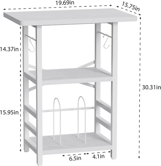 Record Player Stand with Extended Desktop,Large Record Player Table with Vinyl Storage,Turntable Stand with Record Holder Vinyls Display Shelf for Music Room Studio,White