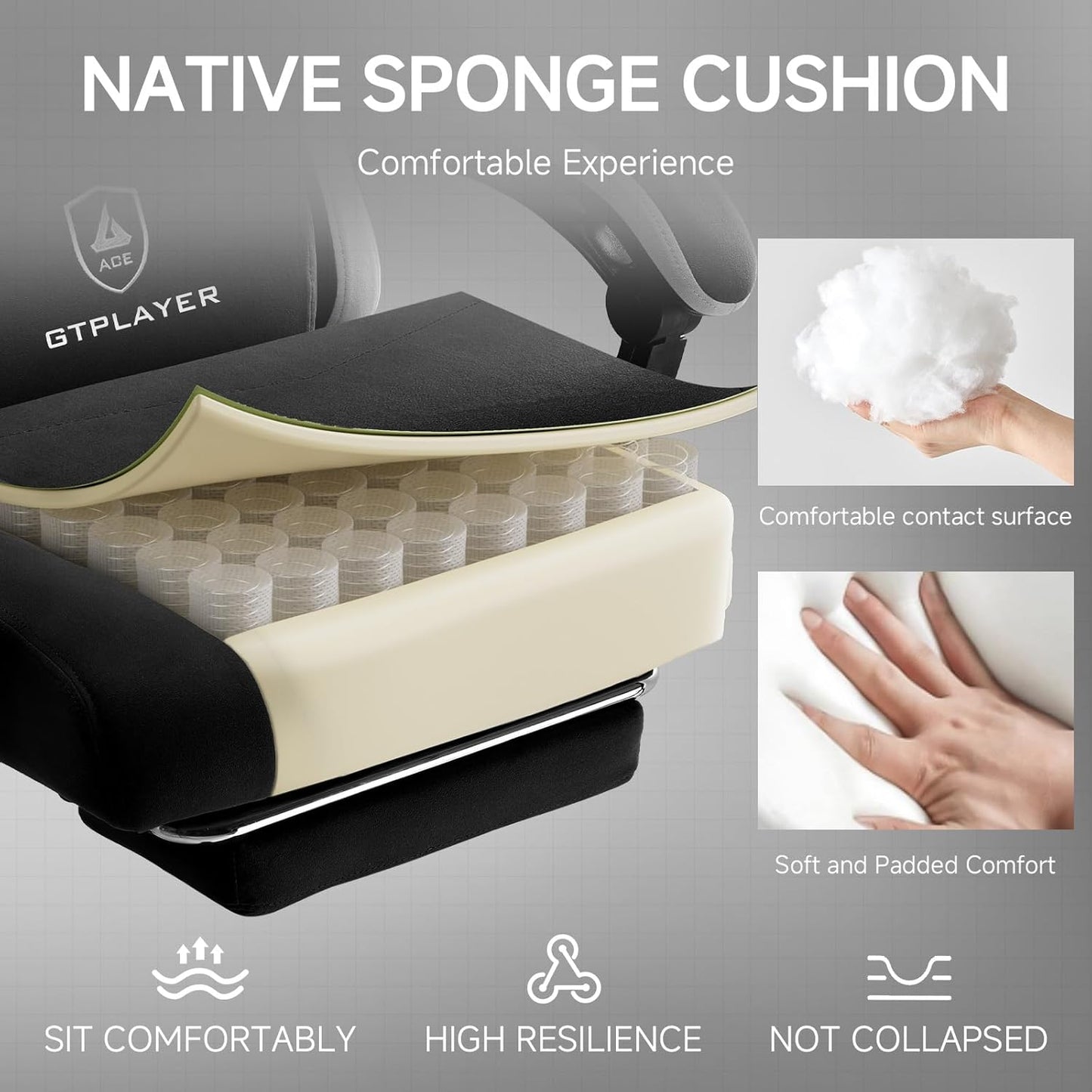 Office Chair, Gaming Computer Desk Fabric Chair with Footrest, High Back Ergonomic Office Chair with Pocket Spring Lumbar Support and Linkage Armrests Adjustable Height Swivel for Home Task