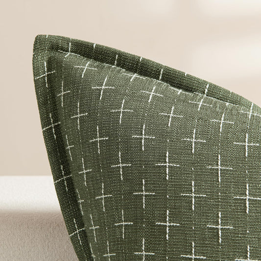 Decorative Burlap Linen Throw Pillows Covers 18X18 Inch Olive Green Vintage Couch Pillow Covers Modern Farmhouse Pillowcase Woven Textured Cushion Cases for Sofa Bed Livingroom