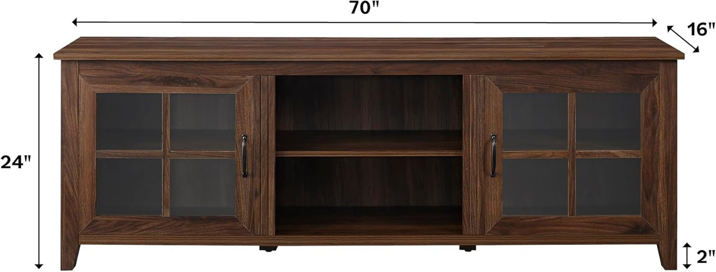 Portsmouth Classic 2 Glass Door TV Stand for Tvs up to 80 Inches, 70 Inch, Dark Walnut