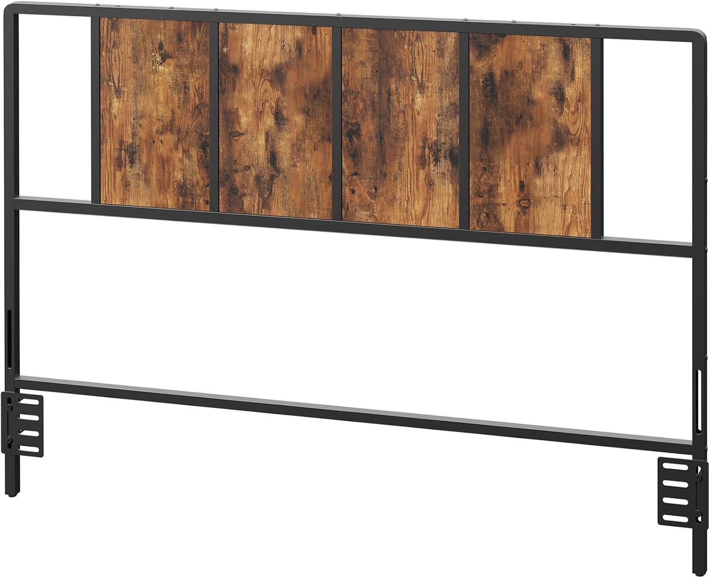 Queen Size Headboard Only, Metal Headboard with Adapters, Minimalist Industrial Style for Queen Size Beds, Rustic Brown and Black