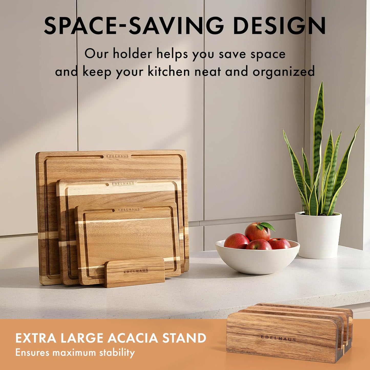 Acacia Wood Cutting Board for Kitchen, Non-Toxic Cutting Board Set of 3, Chopping Boards with Deep Juice Groove for Meat, Cheese & Vegetables - Durable & Double Sided with Serving Compartments
