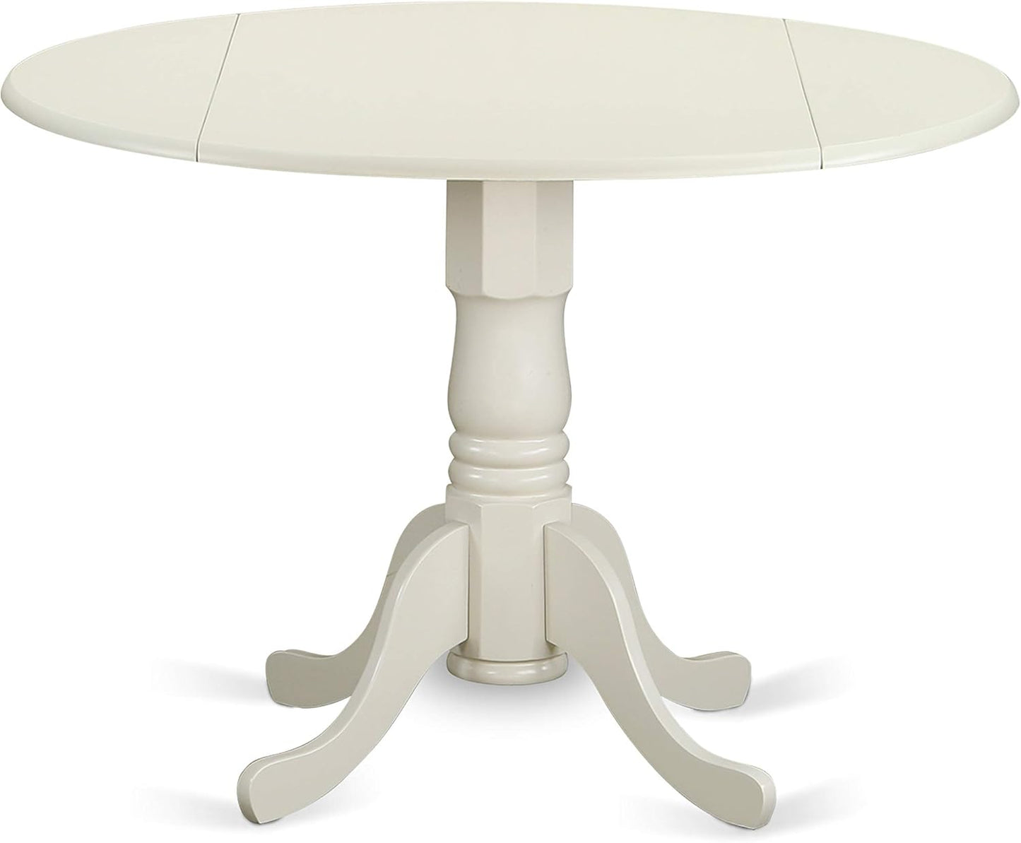 DLBO3-WHI-W 3 Piece Dining Room Table Set Contains a round Kitchen Table with Dropleaf and 2 Dining Chairs, 42X42 Inch, Linen White