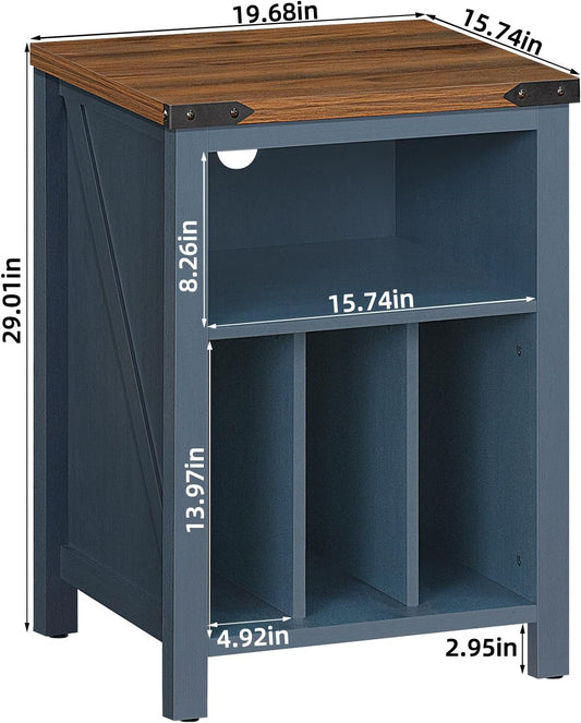 Record Player Stand with Vinyl Record Storage Holds up to 160 Albums,Large Wood Record Player Table,Blue Turntable Stand Cabinet Dispaly Shelf for Living Room,Bedroom,Office
