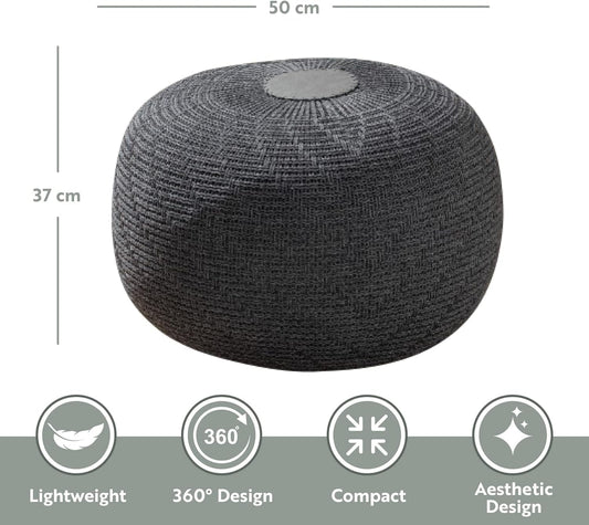 Large Ottoman Foot Stool, Knitted Foot Rest, round Pouf Chair, Modern Living Room Furniture Bean Bag, Room Decor, Bedroom Footstool, Boho Pouffe, Home Decor Poof, 20"W X 15"H, Anthracite