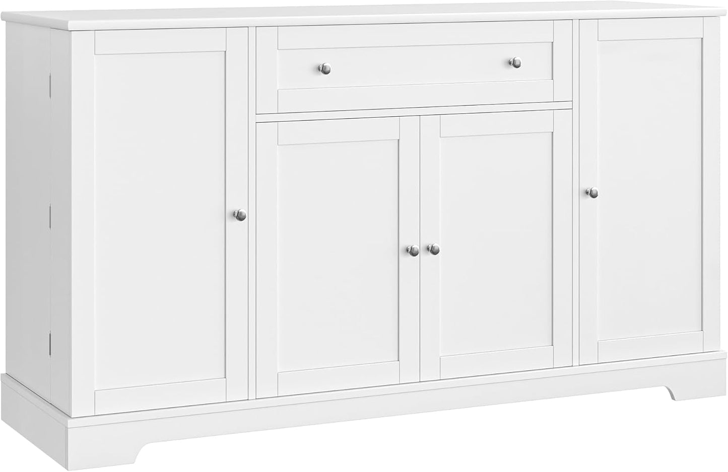 54" Buffet Cabinet with Storage, Modern Kitchen Buffet Sideboard with Drawer, Wood Coffee Bar Station with Adjustable Shelves, Kitchen Storage Cabinet for Living Room, White