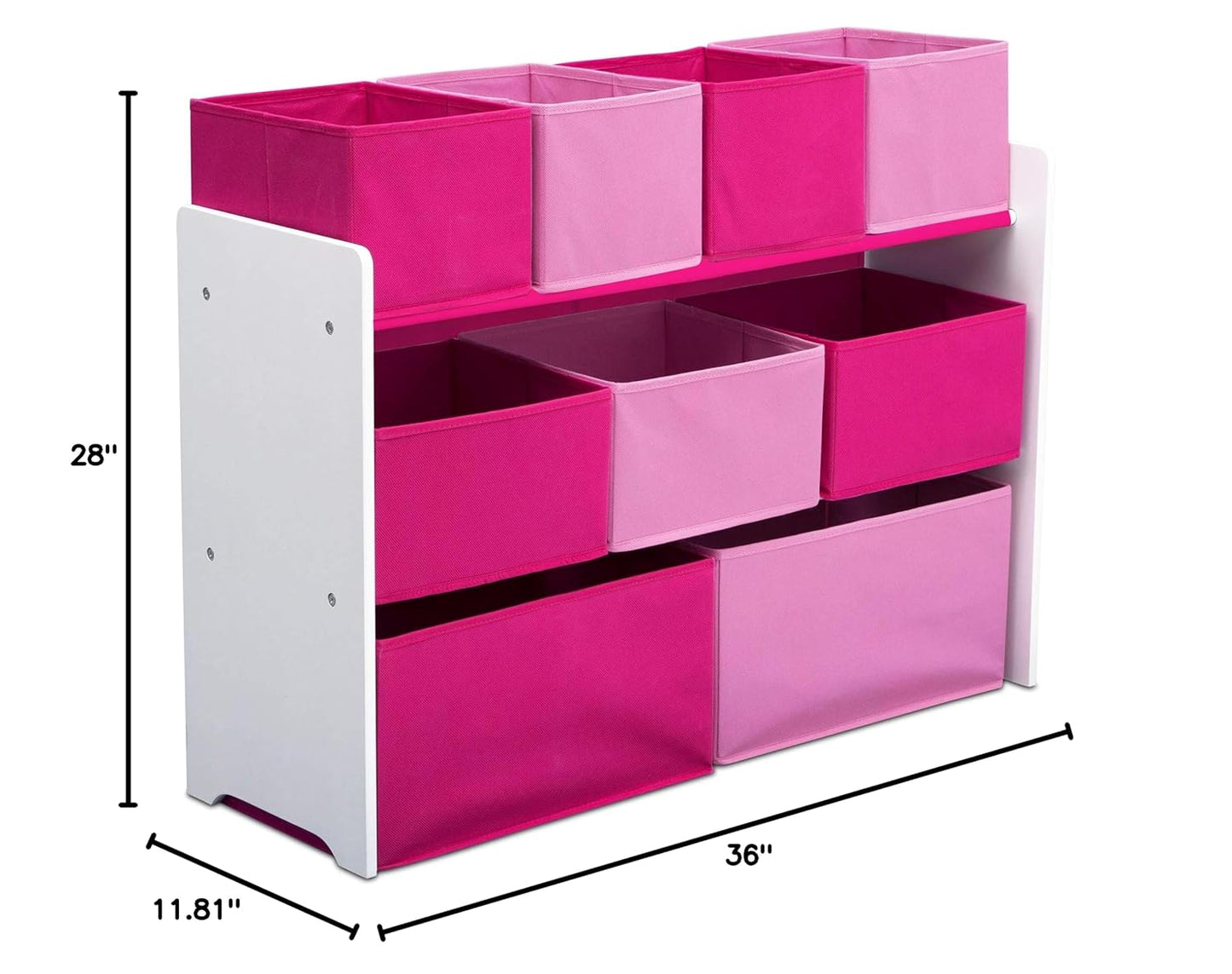 Deluxe Multi-Bin Toy Organizer with Storage Bins, White/Pink Bins
