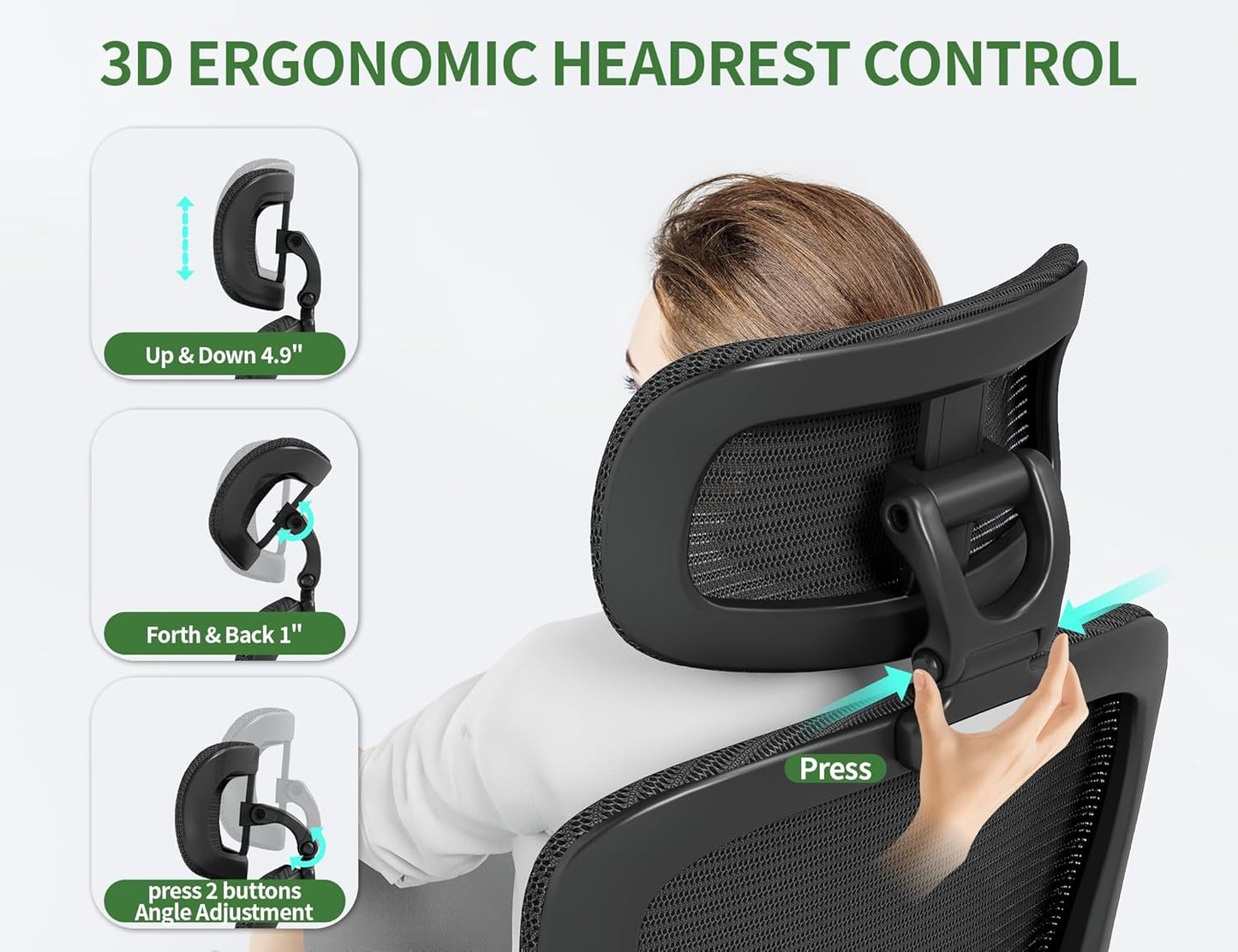 Ergonomic Office Chair: 400LBS Computer Desk Chair Comfy-Black Big and Tall Office Chair with Lumbar Support & Headrest-Gaming Chairs for Adults-Executive Office Rolling Chairs for Home Work