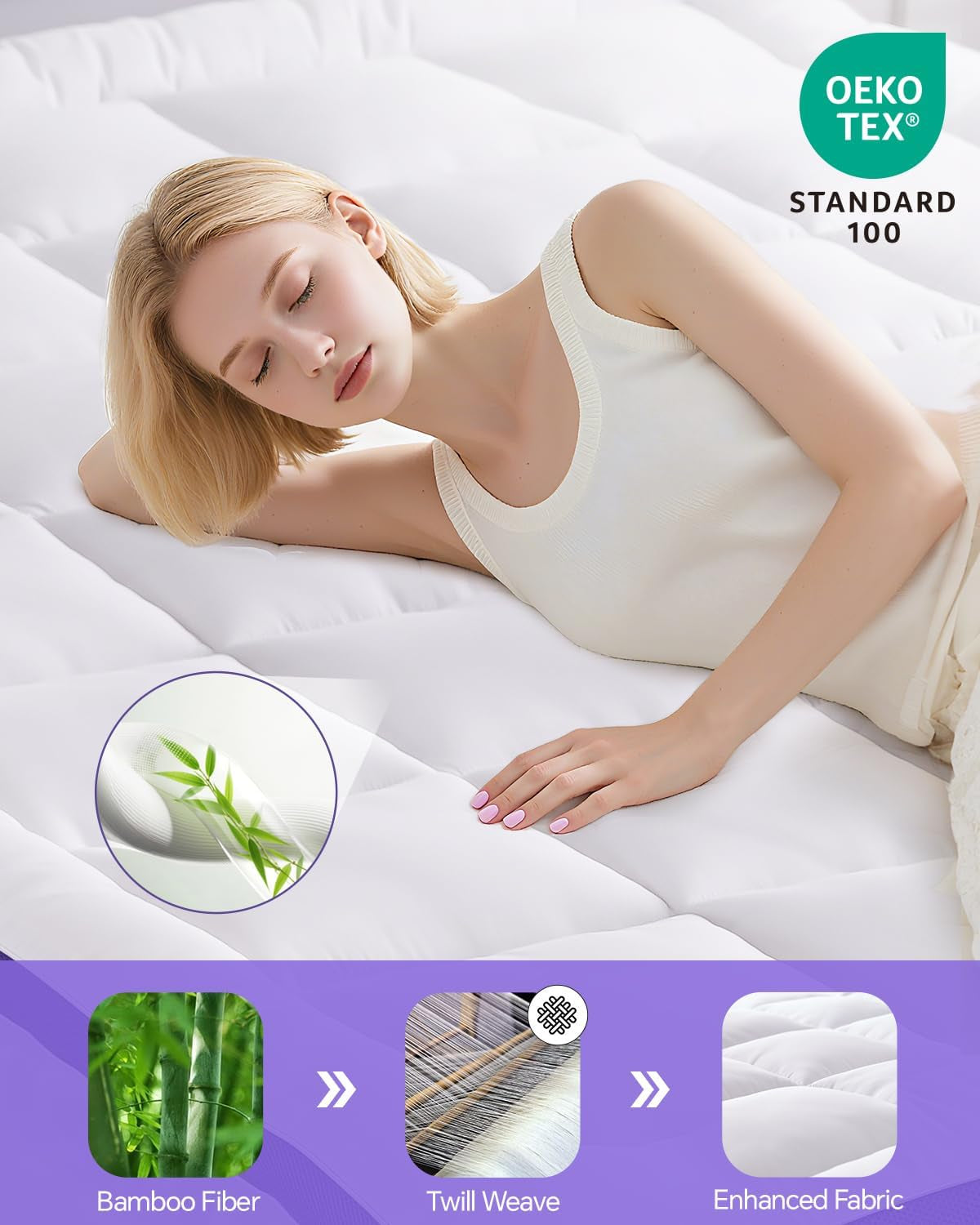 Dual Layer 4 Inch Memory Foam Mattress Topper Queen - 2 Inch Gel Memory Foam and 2 Inch Pillow Top Mattress Pad, 7-Zone Egg Crate Mattress Topper