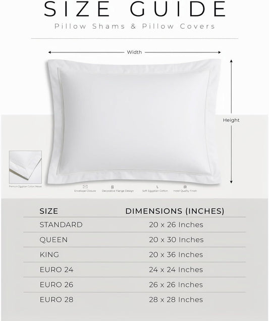 King Pillow Shams Set of 2 White 20X36 Inch – 100% Egyptian Cotton, 2 Inch Flange, Hotel Quality Decorative Pillow Sham Covers with Envelope Closure, Soft Skin Friendly Cushion Cover for Bed