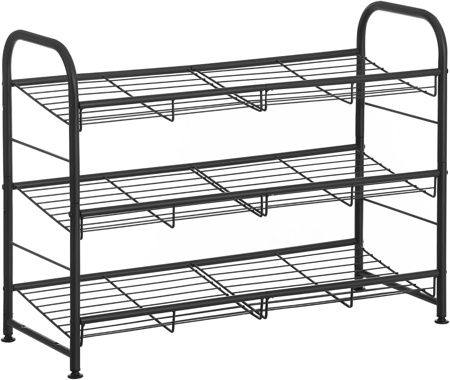 Stackable Shoe Rack, 4 Tier Metal Shoes Rack Storage Shelf, Holds up to 20 Pairs Shoes, Adjustable Slanted Shelves Tower Organizer for Closet Entryway Small Spaces, Bronze