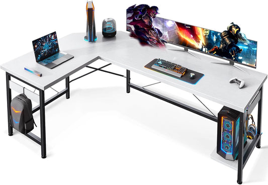 66" L Shaped Gaming Desk, L Shaped Desk, Computer Desk, Gaming Desk, Writing Desk, Home Office Desk, White
