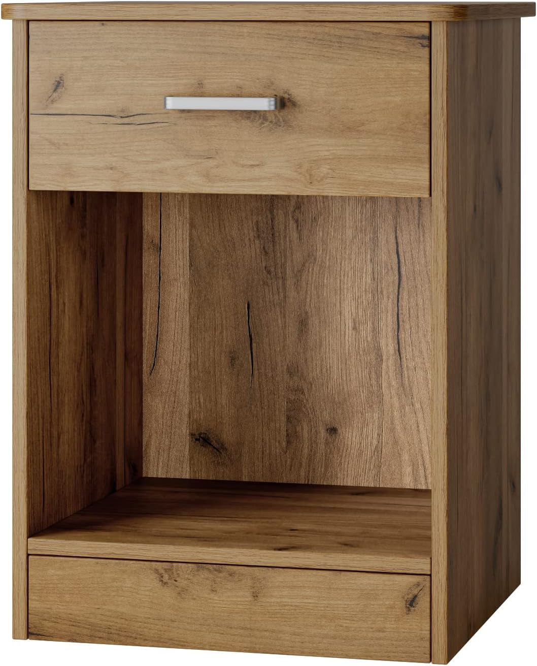 Nightstand Set of 2, 2-Tier Side Table with Drawer and Storage Shelf, Bedside Table End Table, Modern Night Stand for Bedroom, Home Office,Wooden Grain