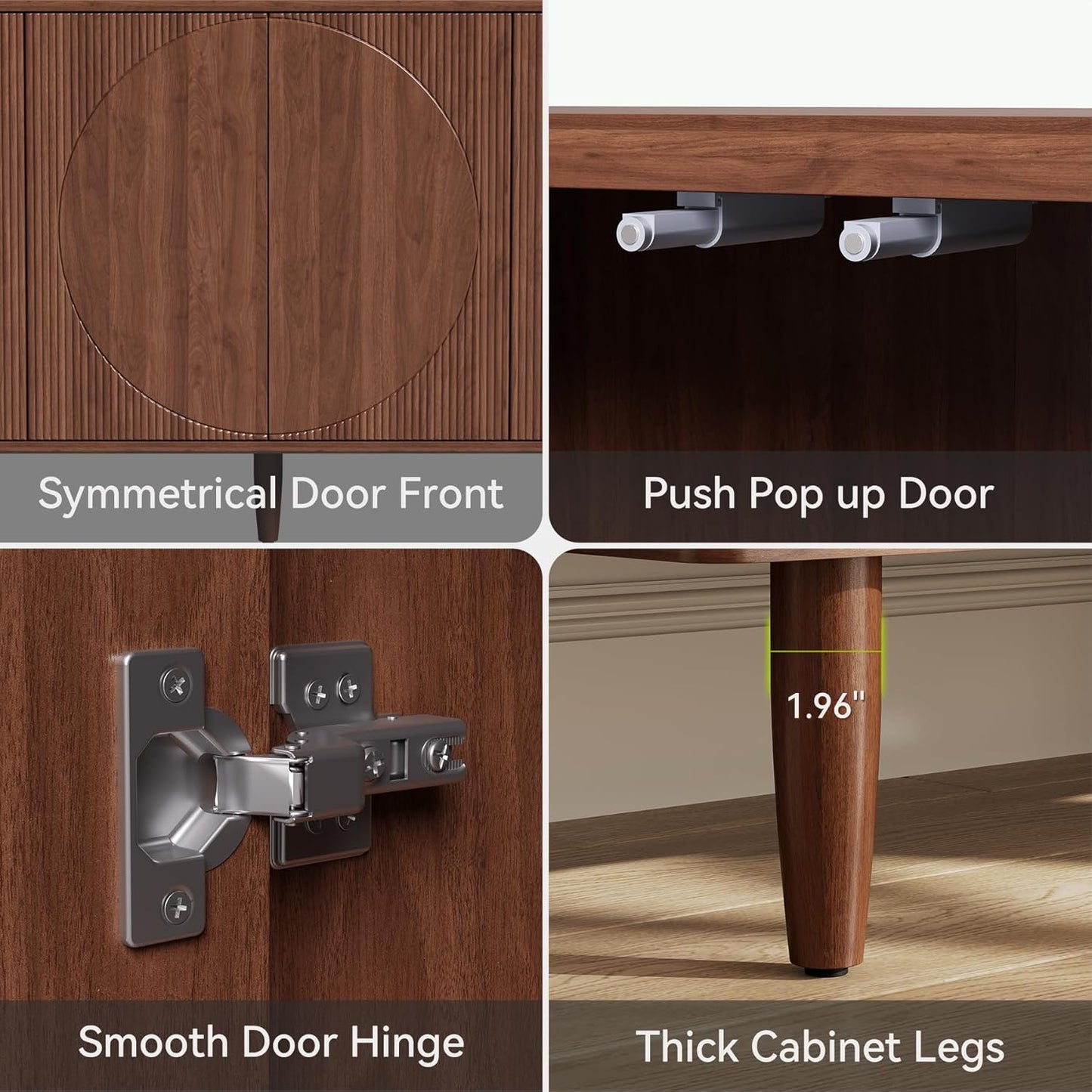 59-Inch Buffet Cabinet Sideboard with Storage, Modern Sideboard Buffet Table with Doors for Living Room, Dining Room (Walnut)