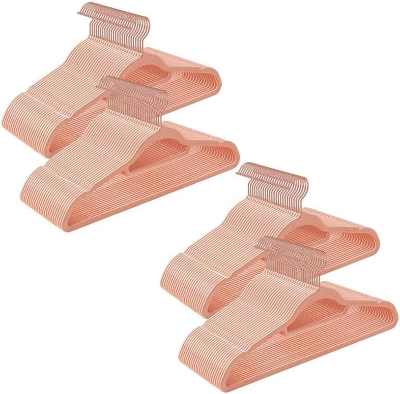 Velvet Hangers, Set of 50 Clothes Hanger with Rose Gold Swivel Hook, Non-Slip, and Space-Saving, 0.2-Inch Thick, 17.1-Inch Long for Coat, Shirt, Dress, Pants, Tie, Coral Pink UCRF21PK50