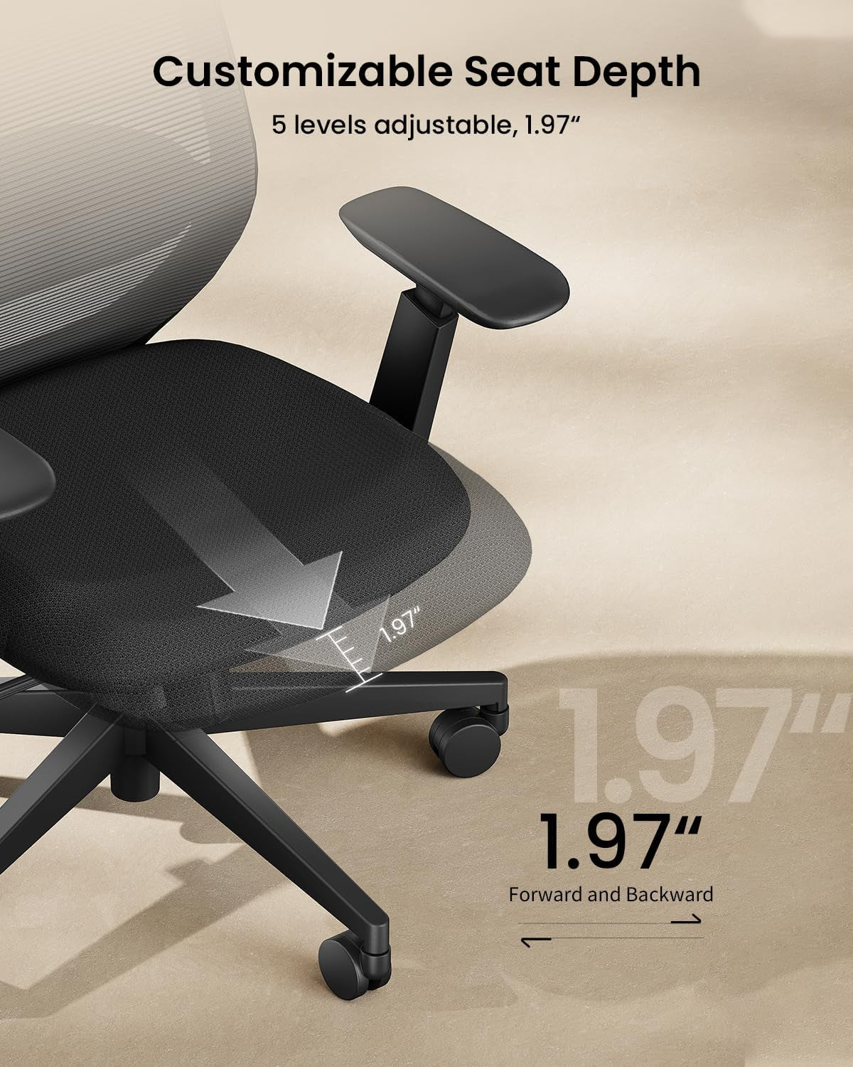 Ergonomic Office Chair – EC200 High-Back Mesh Computer Chair with Lumbar Support, 3D Adjustable Headrest & Sliding Seat for 8+ Hour Comfort, Big & Tall Home Office Desk Chairs - Black