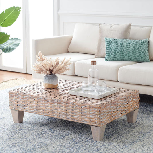 Home Collection Leary Coastal Natural White Wash Coffee Table