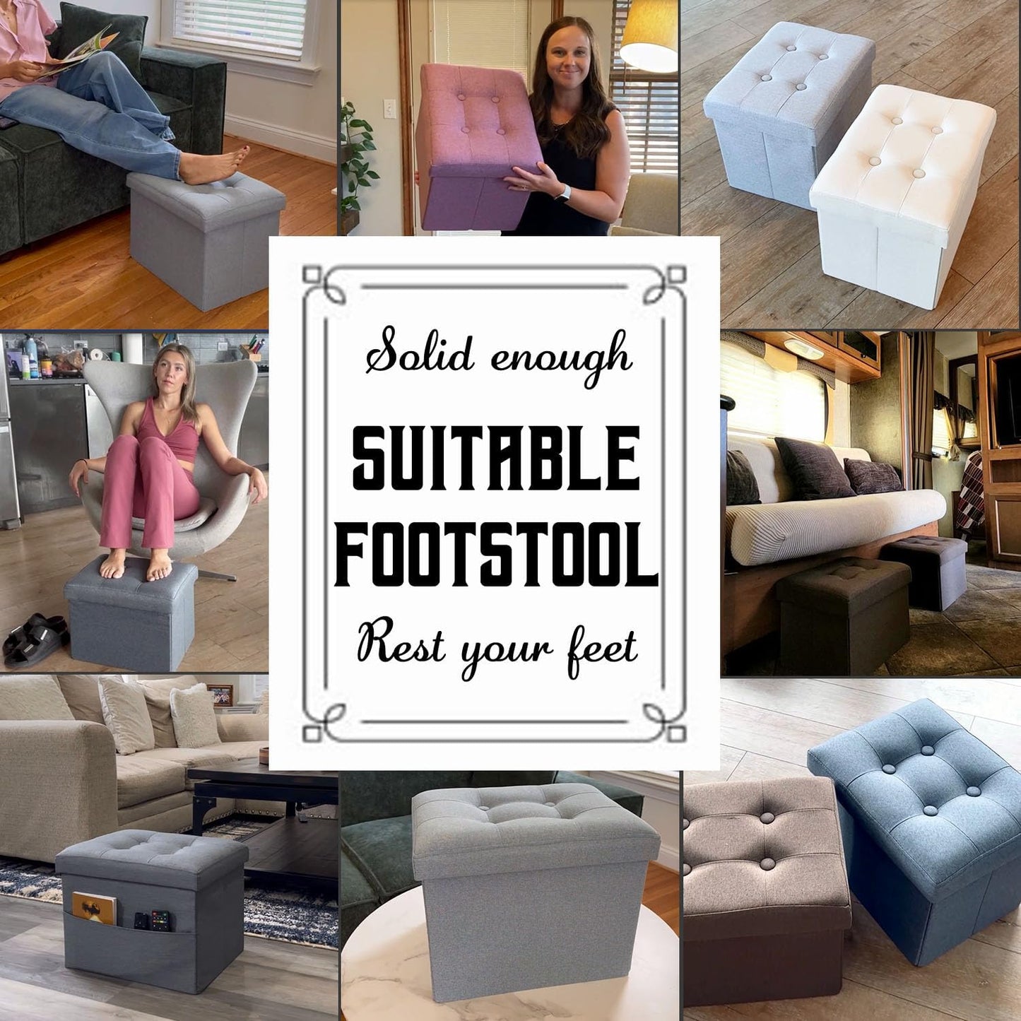 Ottoman Storage Ottoman Foot Rest Stool Foldable Bench Student Dormitory Bedroom and Entryway Storage 17 X 13 X 13