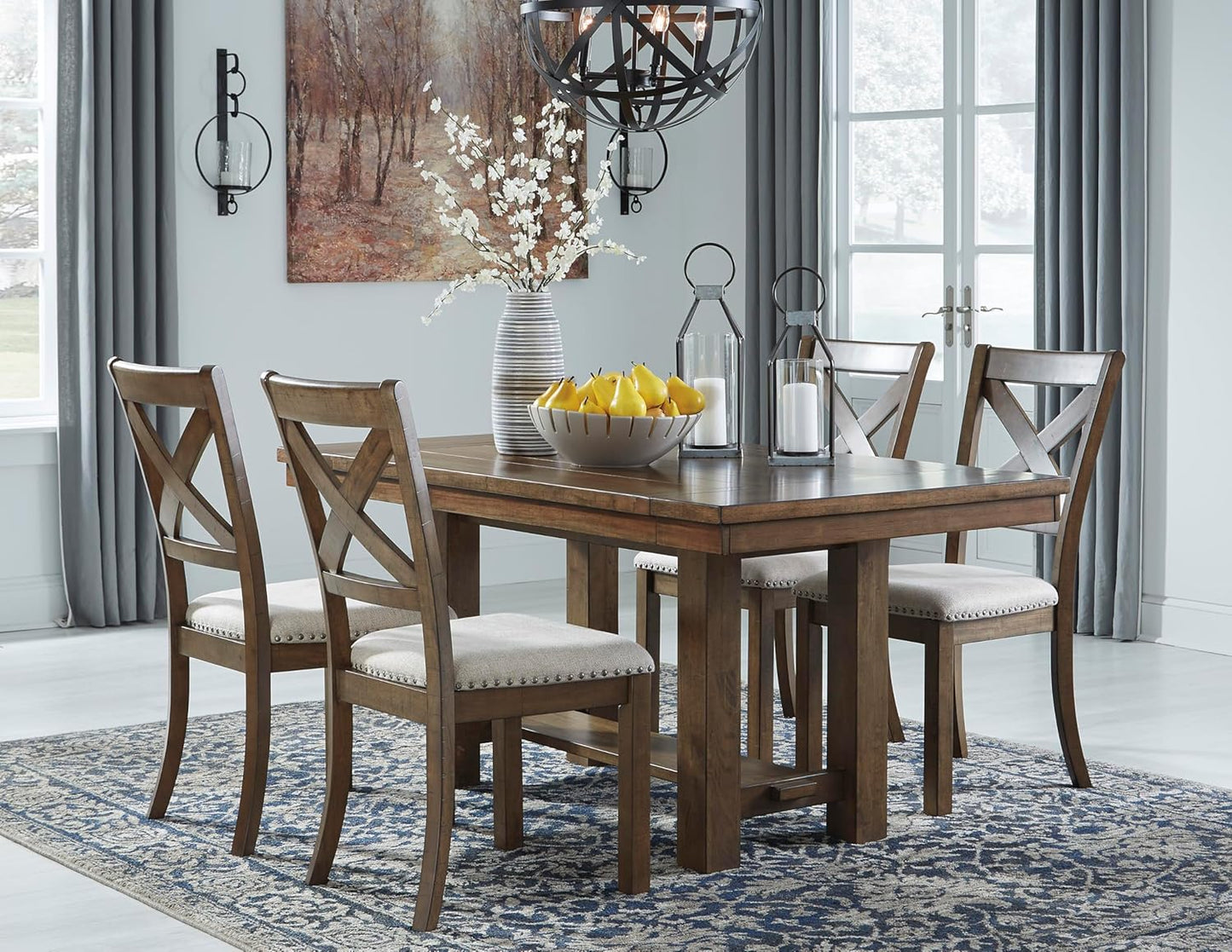 Moriville Modern Farmhouse 19" Upholstered Dining Room Chair, 2 Count, Brown