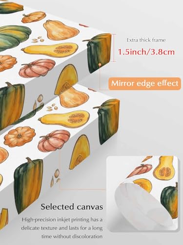 NuYeBiofx Autumn Harvest Pumpkins Canvas Wall Art Prints,30"x20" Framed Picture Artwork Thanksgiving Farm Plants Printed Canvas Oil Painting for Living Room Bedroom Office,Ready to Hang