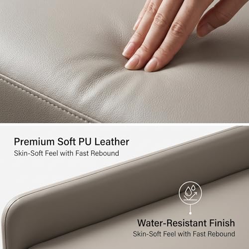 Storage Ottoman Bench for Bedroom, Modern Faux Leather Entryway Bench, Rounded Edges Design, Cozy Foot of Bed Furniture, 35.4x17.7x19.7 Inches