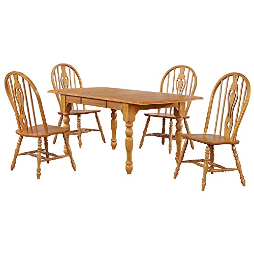 5 Piece Drop Leaf Extension Dining Set with Keyhole Chairs