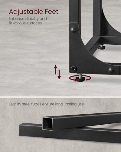 VASAGLE C-Shaped End Table, Small Side Table for Couch, Sofa Table with Metal Frame for Living Room, Bedroom, Bedside, Misty Gray and Black