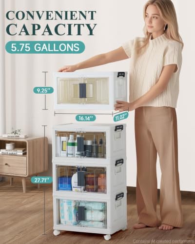 23QT Storage Bins with Lids for Closet, Office, Dorm, 3 Pack, view 7
