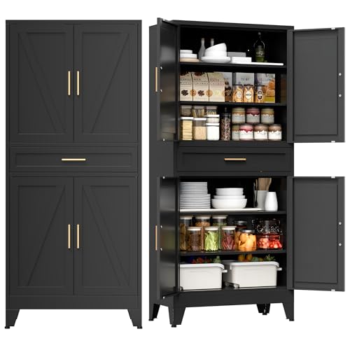 71" Tall Metal Storage Cabinet with 4 Doors and 4 Adjustable Shelves, view 2