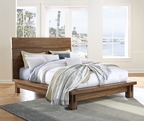 Solid Wood Platform Bed, California King, Ocean - Natural Sengon, view 2