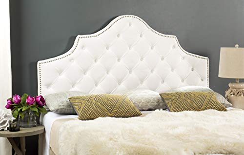 Safavieh MCR4035H-F Mercer Collection Arebelle Velvet Headboard, Full, White, view 2