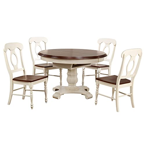 Andrews Dining Set, Medium, Two Size, Distressed antique white with chestnut