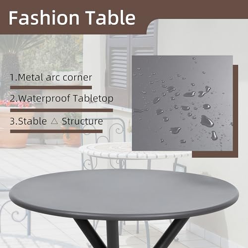 3 Pieces Patio Bistro Sets, Outdoor Textilene Fabric Conversation Bistro Set, Textilene Fabric Front Porch Chairs Small Patio Furniture Set with Table for Lawn,Garden,Balcony (Grey)