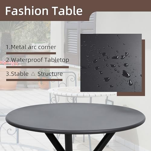 3 Pieces Patio Bistro Sets, Outdoor Textilene Fabric Conversation Bistro Set, Textilene Fabric Front Porch Chairs Small Patio Furniture Set with Table for Lawn,Garden,Balcony (Black)