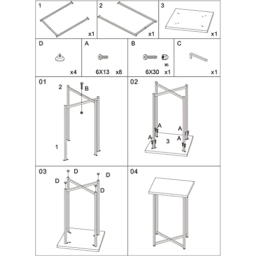 Square End Table, Small Narrow Side Table, Modern Accent White Nightstand with Metal Frame for Living Room, Bedroom, Corners, Bathroom and Office
