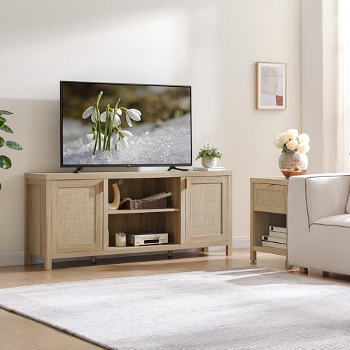 Rattan TV Stand for Living Room 26" Tall TV Console, view 7