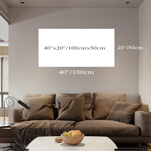 NY Skyline Wall Art Abstarct Cityscape Canvas Painting 40"x20" | new york print for living room blue white NYC picture artwork framed for bedroom office home hallway wall decoration