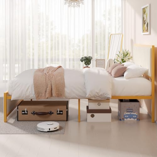 Queen Size Bed Frame, Golden, view 8