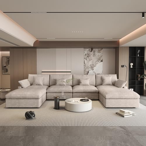 Cloud Couch Modular Sectional Sofa for Living Room, Down Filled 160" U Shaped Couch with Ottoman,Modern 6 Seater Convertible Couches,All Covers Washable&Replaceable