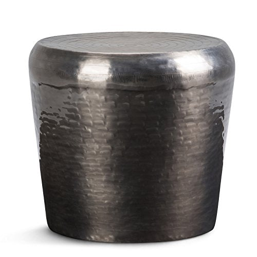 Troy Modern Industrial 23 inch Wide Metal Accent Side Table in Antique Silver, Fully Assembled for the Living Room and Bedroom